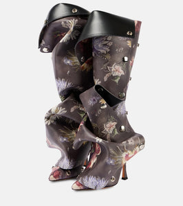 Y/Project Snap 100 floral leather knee-high boots
