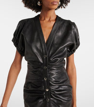 Isabel Marant Carly gathered leather midi dress