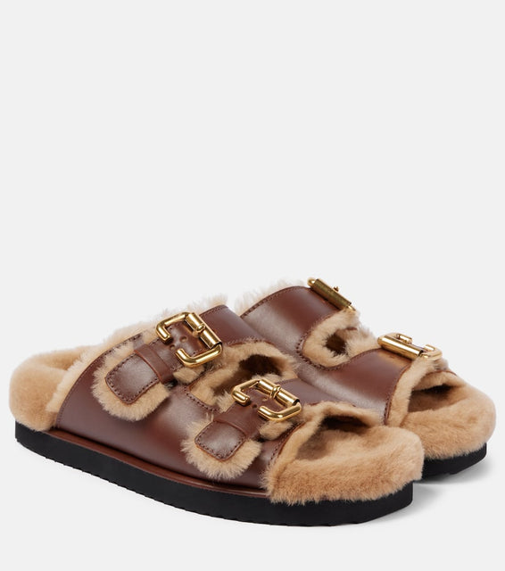 Chloe Nil shearling-lined leather sandals