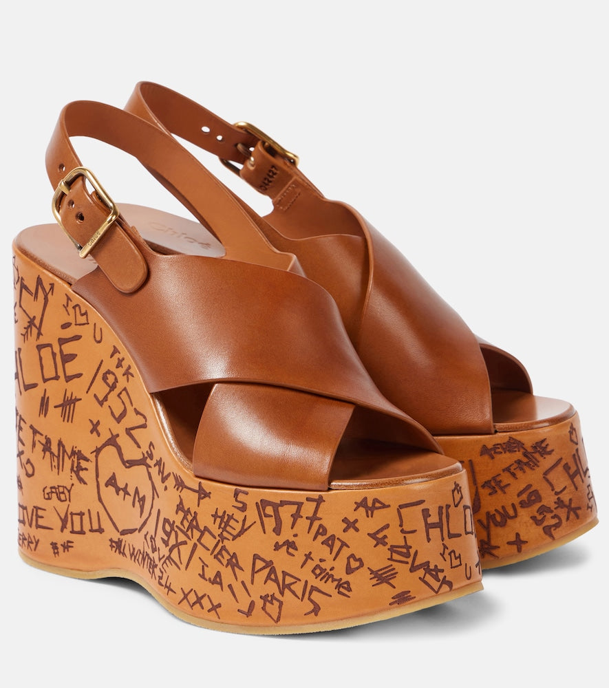 Chloe Maxime leather wedge sandals - Chloe Maxime 皮革坡跟凉鞋