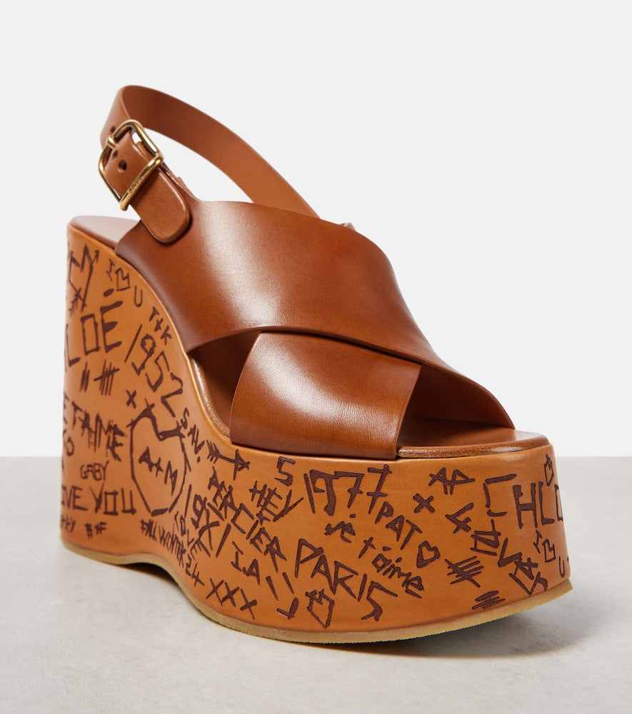 Chloe Maxime leather wedge sandals