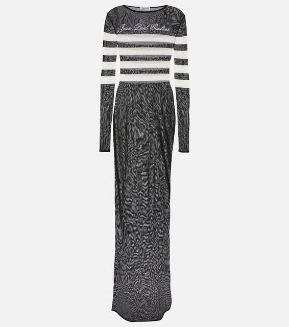 Jean Paul Gaultier Marini√É¬®re striped mesh maxi dress