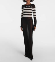 Jean Paul Gaultier Marini√É¬®re striped mesh maxi dress