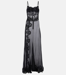 Dolce&Gabbana Silk-blend chiffon and lace corset dress