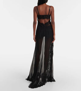 Dolce&Gabbana Silk-blend chiffon and lace corset dress