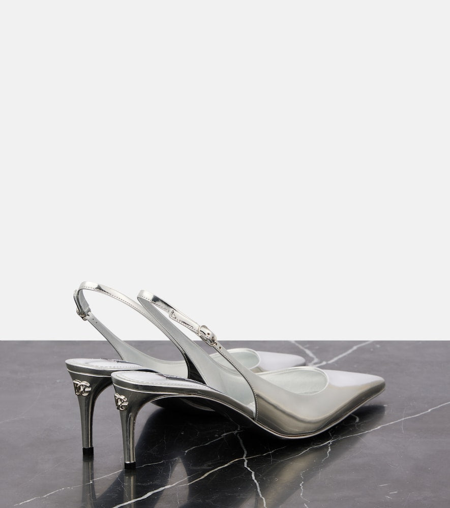 Dolce&Gabbana Metallic leather slingback pumps