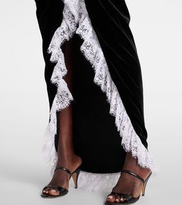 Alessandra Rich Lace-trimmed velvet maxi dress