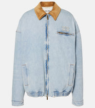 Miu Miu Logo denim puffer jacket - Miu Miu 徽标牛仔羽绒夹克