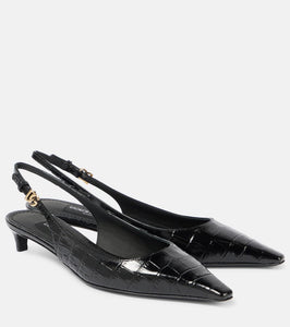 Dolce&Gabbana Croc-effect patent leather slingback pumps