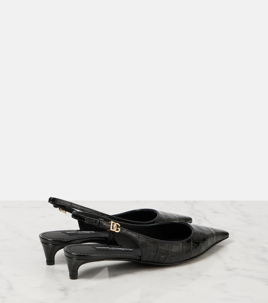 Dolce&Gabbana Croc-effect patent leather slingback pumps