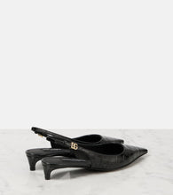 Dolce&Gabbana Croc-effect patent leather slingback pumps