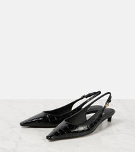 Dolce&Gabbana Croc-effect patent leather slingback pumps