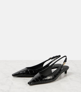 Dolce&Gabbana Croc-effect patent leather slingback pumps