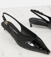 Dolce&Gabbana Croc-effect patent leather slingback pumps