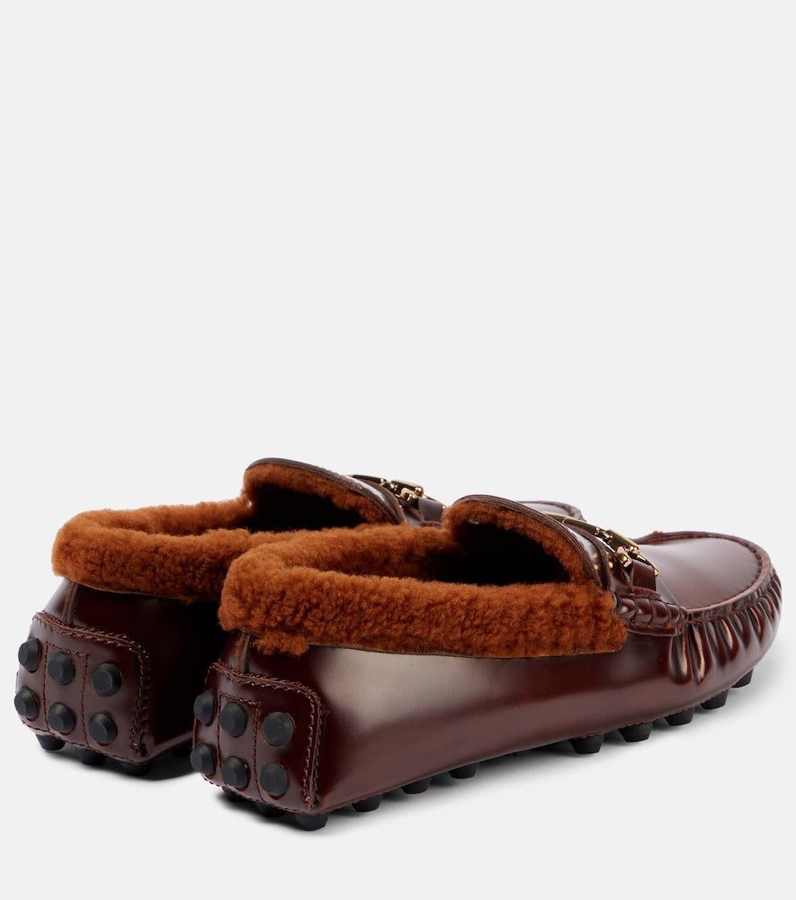 Tod's Shearling-trimmed leather loafers