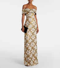 Markarian Clover floral off-shoulder gown