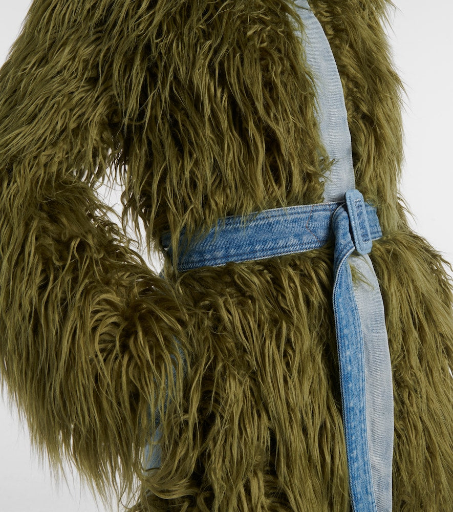 Dries Van Noten Rangel faux fur-trimmed denim coat