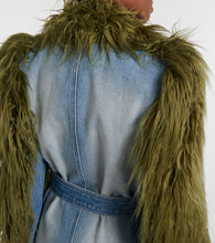 Dries Van Noten Rangel faux fur-trimmed denim coat