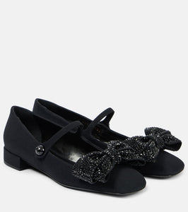 Valentino Garavani Bowjane embellished cr√É¬™pe Mary Jane flats
