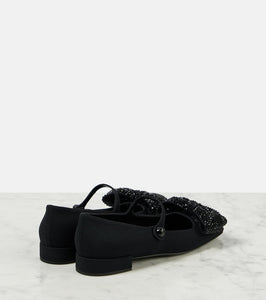 Valentino Garavani Bowjane embellished cr√É¬™pe Mary Jane flats