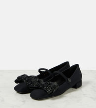 Valentino Garavani Bowjane embellished cr√É¬™pe Mary Jane flats