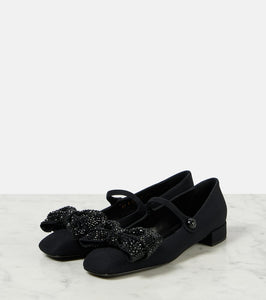 Valentino Garavani Bowjane embellished cr√É¬™pe Mary Jane flats