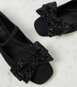 Valentino Garavani Bowjane embellished cr√É¬™pe Mary Jane flats