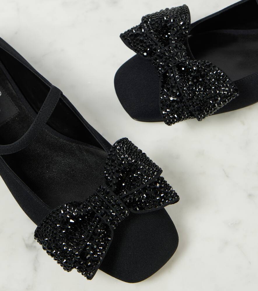 Valentino Garavani Bowjane embellished cr√É¬™pe Mary Jane flats