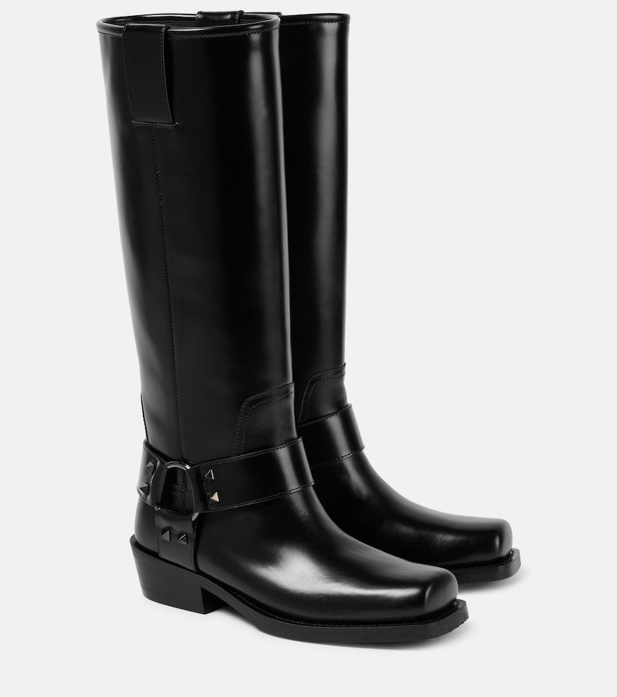 Valentino Garavani Rockstud leather biker boots - Valentino Garavani Rockstud 皮革机车靴