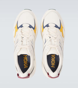 Hoka One One Clifton L leather-trimmed sneakers