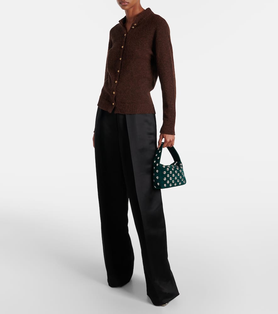 Khaite Elena Small studded suede shoulder bag