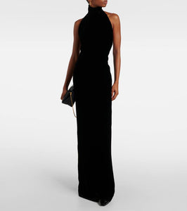 Max Mara Armida embellished chain-detail velvet gown
