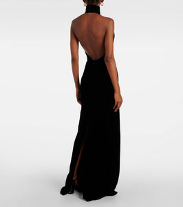 Max Mara Armida embellished chain-detail velvet gown