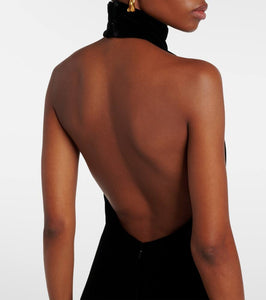 Max Mara Armida embellished chain-detail velvet gown
