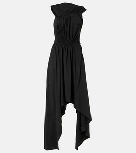 Alexander McQueen Gathered asymmetric cotton jersey midi dress