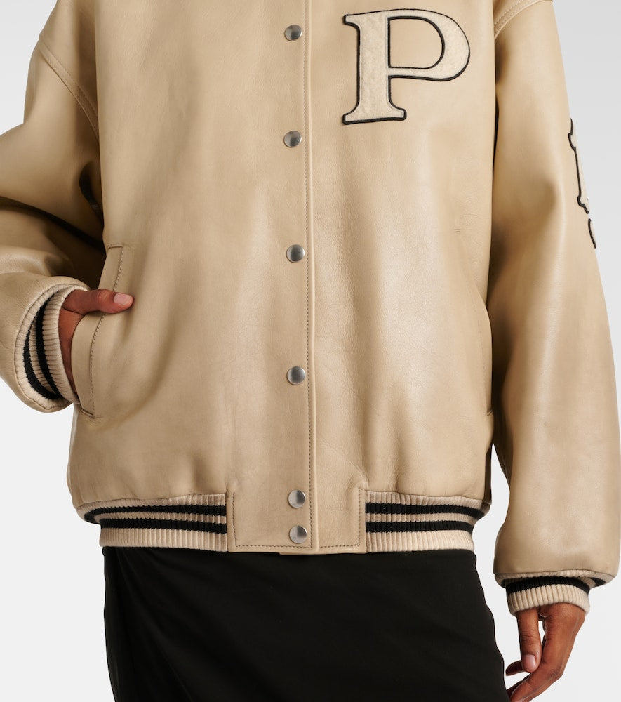 Prada Patch-appliqu√É¬© padded leather varsity jacket