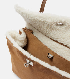Balenciaga Rodeo Large shearling-lined suede shoulder bag