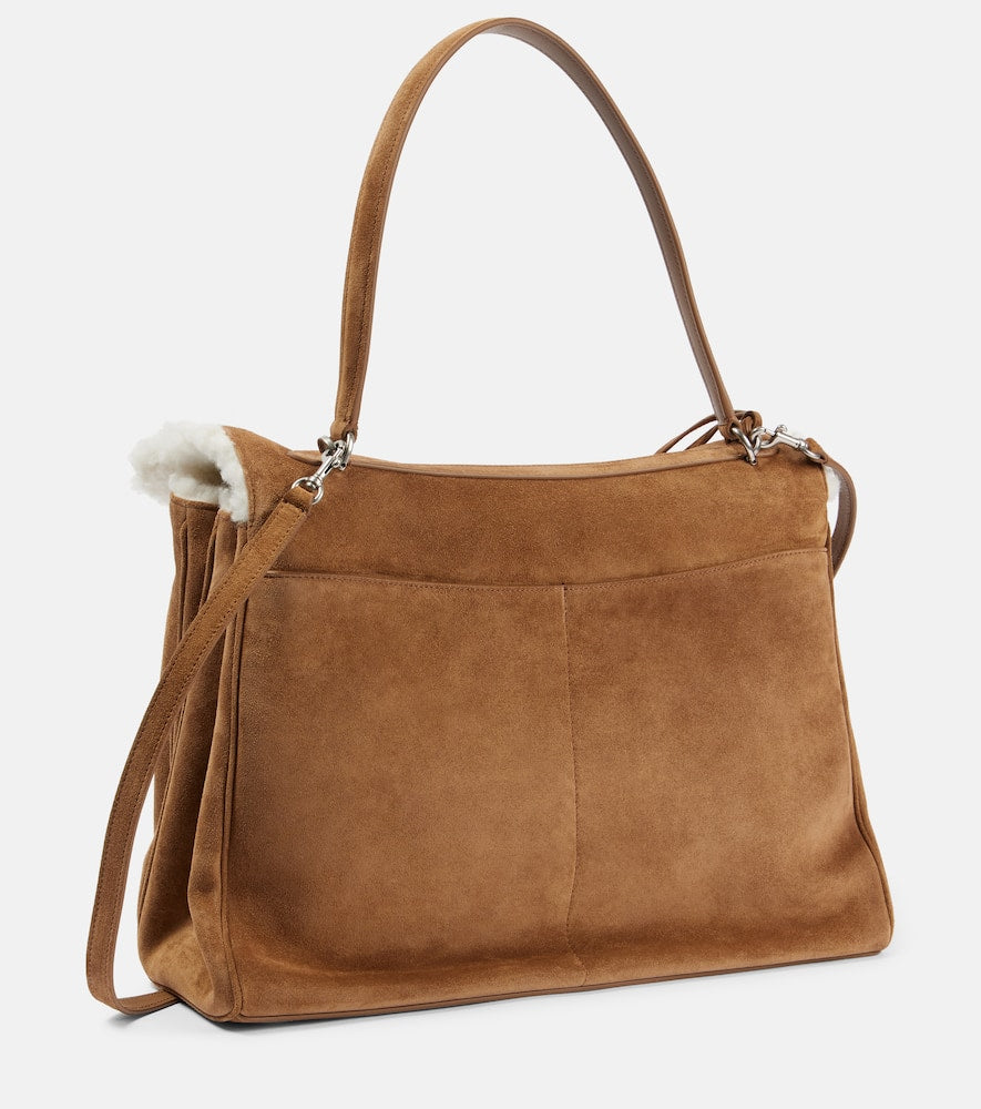 Balenciaga Rodeo Large shearling-lined suede shoulder bag