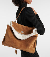 Balenciaga Rodeo Large shearling-lined suede shoulder bag