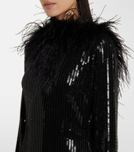 The New Arrivals Ilkyaz Ozel Juises feather-trimmed sequined minidress
