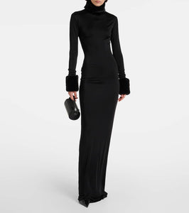 The New Arrivals Ilkyaz Ozel Priscilla faux fur-trimmed silk-blend gown