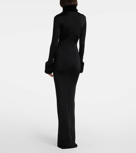 The New Arrivals Ilkyaz Ozel Priscilla faux fur-trimmed silk-blend gown