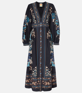 Farm Rio Blossom Tapestry cotton midi dress