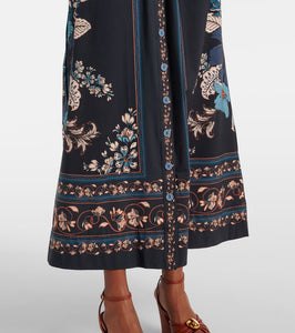 Farm Rio Blossom Tapestry cotton midi dress