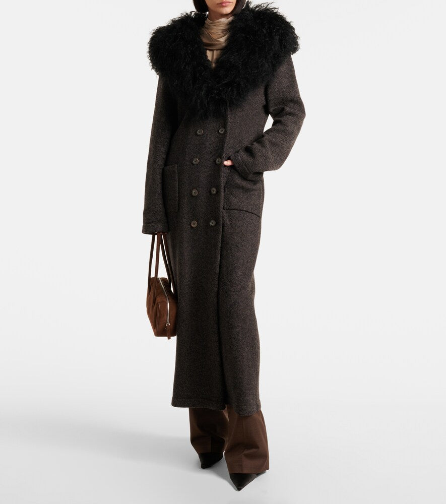Magda Butrym Shearling-trimmed cashmere coat