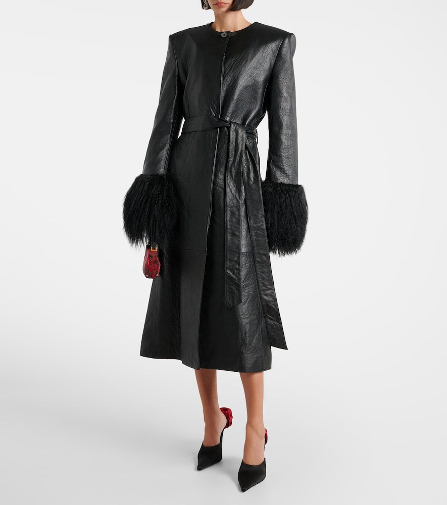 Magda Butrym Shearling-trimmed leather coat