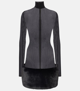 Magda Butrym Sheer faux fur-trimmed minidress