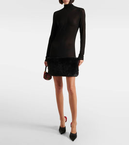 Magda Butrym Sheer faux fur-trimmed minidress