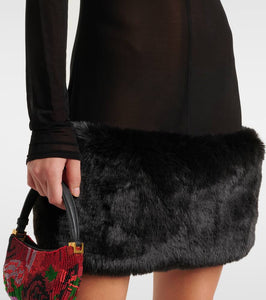 Magda Butrym Sheer faux fur-trimmed minidress