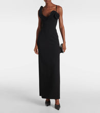 Magda Butrym Floral-appliqué wool-blend gown